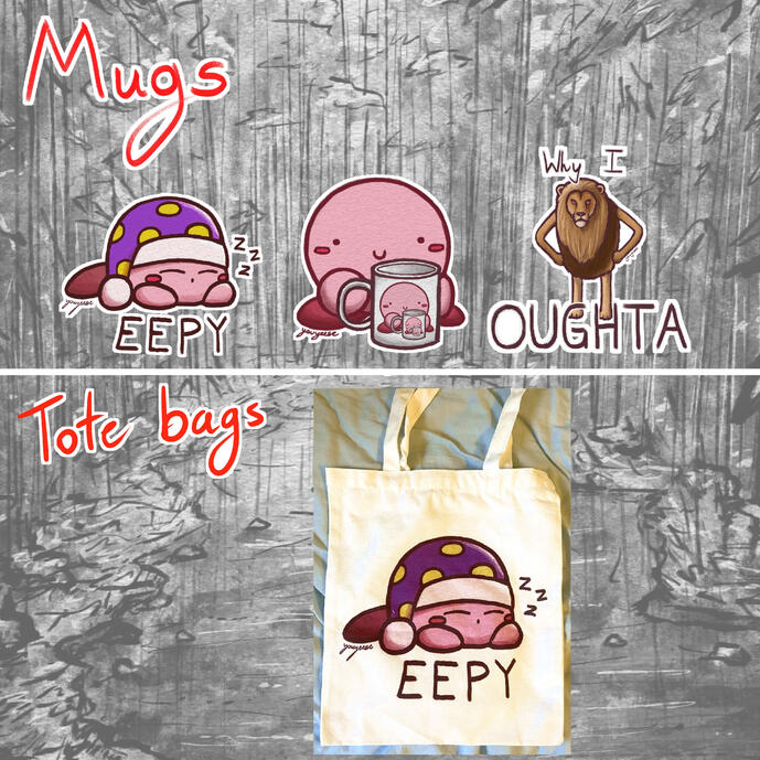 Mugs, Bookmarks, Tote Bags